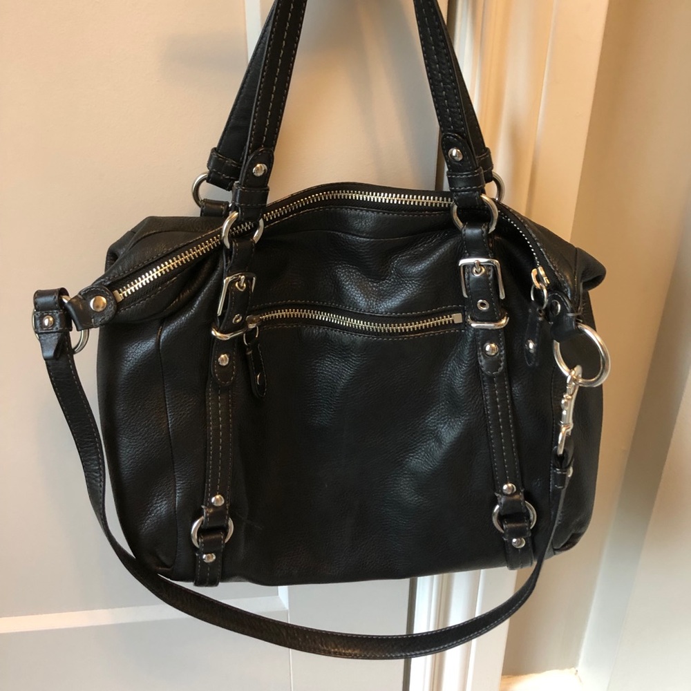 Black Pebble Leather Coach Bag